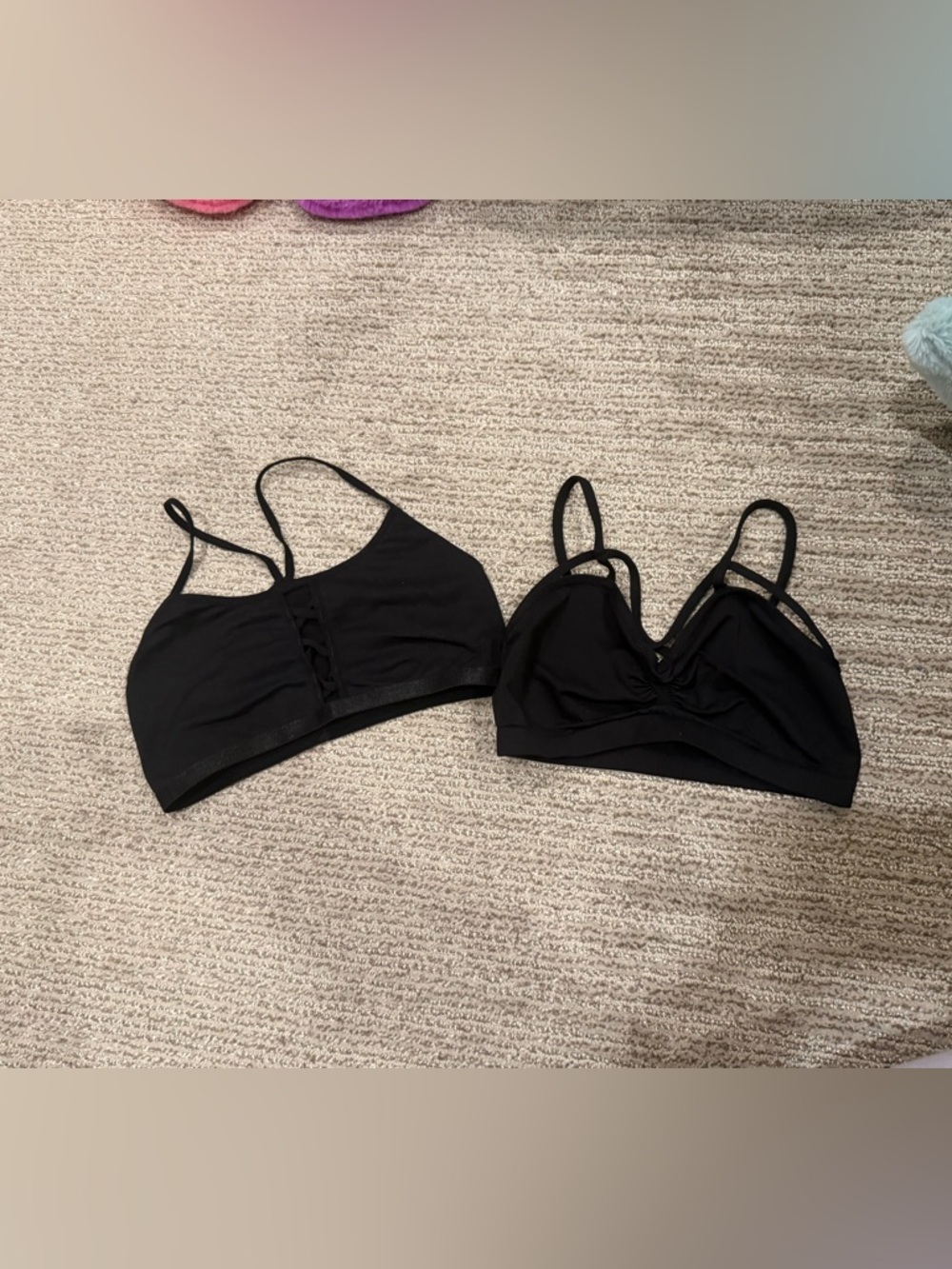 LF Black Wireless Bralettes Duo - Minimal Strappy Support